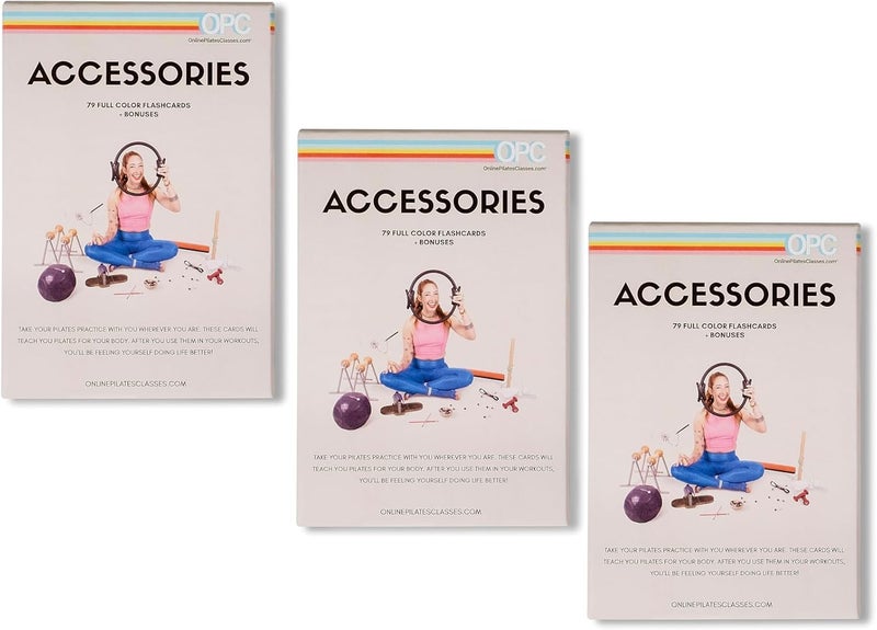 OnlinePilatesClasses.com OnlinePilatesClasses Pilates Accessories Flashcards, 79 All-Levels Illustrated Cards Deck Set, Low Impact Home Fitness Workouts Guide with Postures & Routines, Workout Planner with Tips and Videos - Image 4